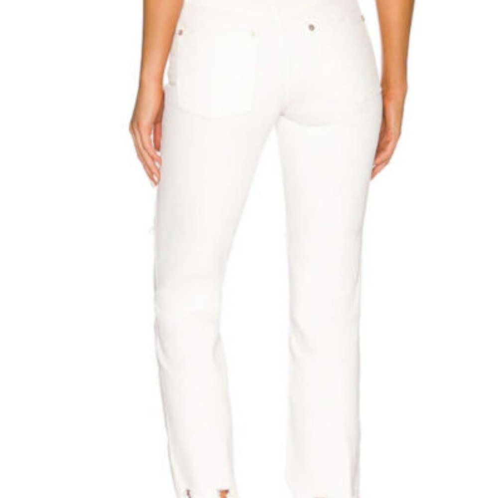 We the Free People Women Tapered Baggy Jeans White Sz 30 Distressed Hi-Rise NWT - Picture 2 of 12